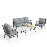 MIXPATIO 4-Piece Wrought Iron Patio Conversation Set, Grey