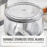 Martha Stewart Electric Coffee & Spice Grinder, Dual 2.5oz Removable Bowls, Storage Lids, Stainless Steel Blades, One Touch Pulse Control, 2-in-1 Compact, Beans & Spices, Herbs & Nuts, Linen White