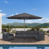 PURPLE LEAF Commercial Market Table Umbrella 13 FT Semi Auto Lift, Grey