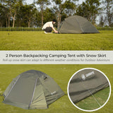 1/2 Person Backpacking Tent for 4 Season, Winter Ultralight Extreme Cold Weather Tents for Camping Easy Setup Waterproof Double Layer Tent for Family Outdoor Hiking Mountaineering (Green- 2 Person)