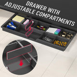 SHW 46-Inch Home Office Computer Desk w/ Side Shelf & Drawer, Black