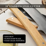 14" Dual-Grip Pizza Cutter Rocker Board Set | Bamboo Pizza Cutting Board with Pizza Rocker Knife Slicer | Pizza Serving Board | Pizza Cutter Rocker Blade | Best Pizza Accessories Gift Set