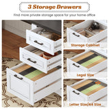 Farmhouse 69" Executive L Shaped Desk, Home Office Desk with Drawers and Storage Cabinet & Power Outlet