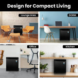 ROOMWELL E-Star 1.7 Cu Ft Mini Fridge for Office, Compact Black Small Refrigerator Without Freezer Automatic Defrost With Integrated Door Handle, 37 dB Countertop Fridge Quite, Ideal for Bedroom, Dorm
