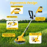 ALSO GO 21V Cordless Weed Wacker, Weed Eater Battery Powered with 2 x2.0Ah Batteries and 10 Spare Spools, 12''Grass Trimmer with Auto Line Feed, 2-in-1 Grass Trimmer& Edger Lawn Tool for Yard, Garden