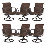 MELLCOM Patio Wicker Swivel Chair Set of 6, Heavy Duty Outdoor Dining Chair with 23.5'' High Back, Extra-Large Water-Fall Seat, Rattan Porch Gentle Rocker for Outside, Backyard, Garden