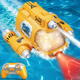 Hylukon Remote-Controlled Motorboat RC Submarine 2.4G Double Propeller Remote Control Boat with Light and Water Spray Function 360° Rotation Electric Boat Summer Teens Water Toys