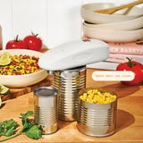 Battery Operated Electric Can Opener with Automatic Cutting for Hands Free Kitchen Use (White)