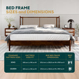 Bme Oliver 15-Inch King Bedframe with Rattan Headboard, Bohemian, Walnut