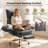Cross Legged Office Chair with Footrest, Big and Tall Comfy Ergonomic Reclining Executive Chair Wide Seat with Flip-Down Armrests