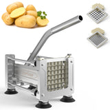 Sunvivi French Fry Cutter Stainless Steel Potato Slicer : with 2 Replaceable blades (1/2 & 3/8 Inch), Professional Fries Cutter for Potatoes, Carrots, Cucumber, Onion, Yam