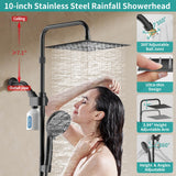 MIAOHUI High Pressure Rain Shower Head with 7 Settings Handheld Spray, Dual Shower Heads with Handheld Spray Combo, 10 Inch Luxury Rainfall Shower Head and Handle Set with Filter (Black)