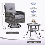 wildformers Luxury Outdoor Swivel Wicker Glider Patio Chairs with Table Set