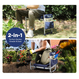 Foldable Garden Kneeler and Seat, Heavy Duty Garden Stool with 10" Wide Detachable Kneeling Pad, Portable Garden Bench Chair