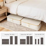 StorageWorks Underbed Storage Containers with Lids, 2-Pack 7" Low Profile Under Bed Storage Box with Bamboo Frame for Clothes, Bedding, Blankets and Shoes, 42L Sturdy Fabric Organizer, Beige