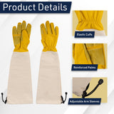 Long Garden Gloves for Men and Women - Breathable Canvas and Thorn Proof Leather Gardening Gloves (Large)