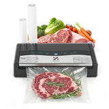 Zachvo 90kPa 10-in-1 Vacuum Sealer for Food, Double Heat Seal for for Bulk Meat Portioning, Dry & Moist Modes, Built-in Cutter and Bag Storage, Starter Kit with Bag Rolls and Hose, Black