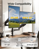 monTEK Vertical Stacked Dual Monitor Stand, 17–32", Full Motion Desk Mount