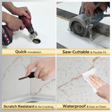 Woodbridge 60" W x 96" H 3-Piece Solid Surface Tile Tub and Shower Wall Panel Surround Kit in Beige Marble with Soft Brown Veining