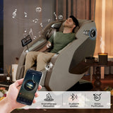 4D Full Body Massage Chair, SL Track Recliner with Backlit Touch Pad, Negative Ion Purification, Aromatherapy, 20 Auto Programs, Yoga Stretching, Auto Body Scan - Brown
