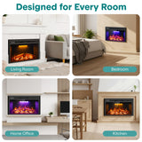 SereneLife Electric Fireplace Heater with LED Flame & Log Effects, Smart Wi-Fi, Touch Screen Panel, Remote Control, 3 Color Flame Modes, Wall Mounted Fire Place, Quiet Operation, Overheat Protection