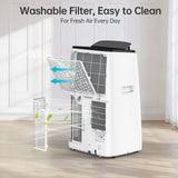 14000 BTU Portable Air Conditioners Cools Up to 700 Sq.Ft, 3-in-1 Energy Efficient Portable AC Unit with Remote Control,Dehumidifier Fan,Smart Quiet Sleep Mode,Timer,Auto Swing,for Room Bedrooms