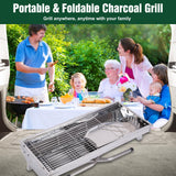 Portable Charcoal Grill, Folding Barbecue Grill with Storage Shelf, 39" x 13.39"x 27.56" Stainless Steel BBQ Smoker Barbecue Tool Kits for Outdoor Cooking Camping Hiking Picnics Backpacking (Large)