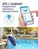 REVA AI Gyroscopic Robotic Pool Vacuum Cleaner, Smartphone APP Control, Horizontal Waterline/Wall/Floor Deep Cleaning, Upgraded 2024 Auto Navigation, 2-Layers Fine Filtration, for Pools up to 35ft
