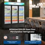 Commercial Merchandiser Refrigerator,3 Glass Door Commercial Beverage Refrigerator, Beverage Display Cooler with Soft LED Light, 53 Cu. Ft,Black