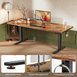 Huuger 71 x 30 Large Electric Standing Desk, Height Adjustable Computer Desk, 29.5" Deep Desktop, Stand up Gaming Office Table with 2 Hooks