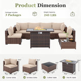 Amopatio 8 Pieces Patio Furniture Set with Fire Pit Table, All-Weather Outdoor Sectional