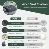 Tufted Corduroy Recliner Seat Cushion for Elderly, High Density Foam Large Square Seat Cushion for Recliner Chair