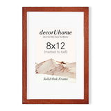 decorUhome Solid Oak Wood 8x12 Picture Frame, Display Pictures 6x8 with Mat or 8x12 without Mat, Wall & Tabletop Display Photo Frame, Brown, 1 Pack