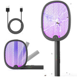 YISSVIC Electric Fly Swatter Foldable Bug Zapper Racket 2 in 1 Mosquito Killer with Purple Attractant Light Rechargeable 1800mAh for Indoor Home Backyard Patio Camping
