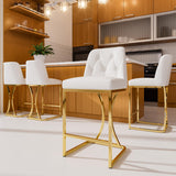 Ollega 24" White and Gold Counter Height Bar Stools Set of 4
