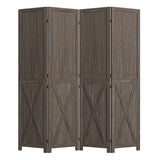 4 Panel Folding Room Divider, Solid Wood Privacy Screen, Freestanding Partition Wal