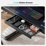 EUREKA ERGONOMIC Frosted Glass Gaming Standing Desk with Drawers, 55 Inch Electric Standing Desk Adjustable Height, Sit Stand with Power Outlet & USB, Home Office Work, Black