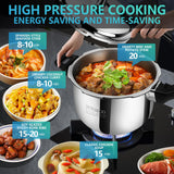 Premium 6.34 Quart Stainless Steel Pressure Cooker, Quality Crafted Kitchen Cookware, Professional Performance, Durable Design for Daily Family Cooking