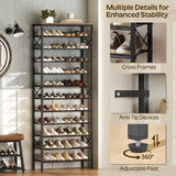 YATINEY 12 Tier Shoe Rack, Large Capacity Shoe Storage Organizer Holds 48 Pairs, Sturdy and Stable, for Entryway, Hallway, Closet, Dorm Room, Rustic Brown SS12BR