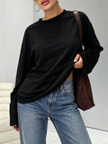 Sampeel Womens Long Sleeve Tops Oversized T Shirts Y2K Fall Clothes Black M