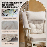 Wingback Rocking Chair Cushion with Neck Pillow High-Density Foam Indoor Rocker Pads with Non-Slip Bottom
