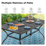MFSTUDIO 7-Piece Patio Dining Set, 60" Metal Table & Blue Swivel Chairs