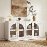 Hotmeily 30.7" Tall Arched Glass Entertainment Center,White Oak