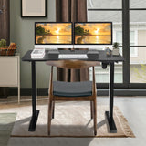 Electric Height Adjustable Standing Desk, Motorized Sit Stand Workstation w/Whole Piece Desk Board (Black) GLOBALWAY