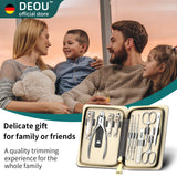 DEOU Manicure Sets Nail Clippers Stainless Steel Manicure and Pedicure kit Girls Professional Nail Files and Men's Grooming Scissors Tools for Home Personal Care or Gifts (Gray upgraded version)
