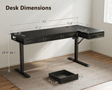 OffiGo 63 Inch L Shaped Standing Desk with 4 Wooden Drawers, Black
