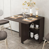 DINAZA Folding Dining Table Drop Leaf Table for Small Spaces with 2 Tier Storage Racks Multifunction Space Saving Table Extension Dinner Table for Kitchen Bedroom DINAZA