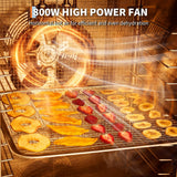 Takywep Digital Food Dehydrator Machine 10-Tray with Stainless Steel Trays, Adjustable Temperature Control & Timer, for Jerky, Herbs, Fruits, Vegetables, BPA-Free, Includes Recipe Book