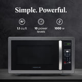 Farberware 1.1 Cu. Ft. Countertop Microwave Oven – 1000 Watts Power, Auto Cook Settings, Defrost, Easy Clean and Child Safety Lock - Stainless