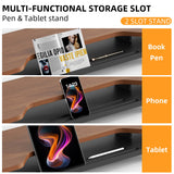Dual Monitor Stand Riser, 39.4 Inch Large Monitor Stand with Storage Shelf, 2-Tier Desk Organizer for PC, Laptop, Printer | 2 Slots for Phone/Tablet, Computer Monitor Riser, Wood Desk Shelf for TV